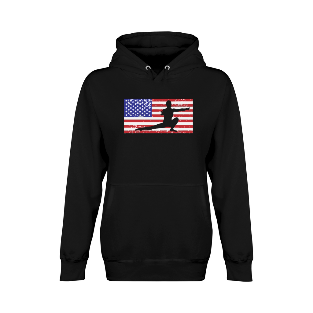 American Flag Vintage USA Flag Acrobatics Gymnast Unisex Premium Pullover Hoodie