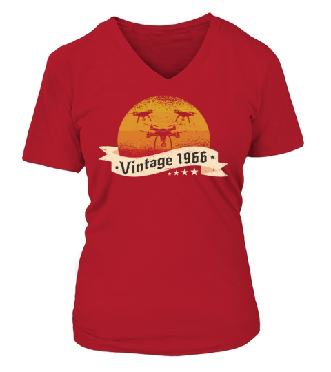 Drones-Pilots born 1966 Birthday Vintage V-neck T-Shirt Woman