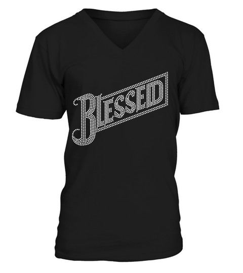 Blessed Rhinestone Templates V-Neck T-shirt