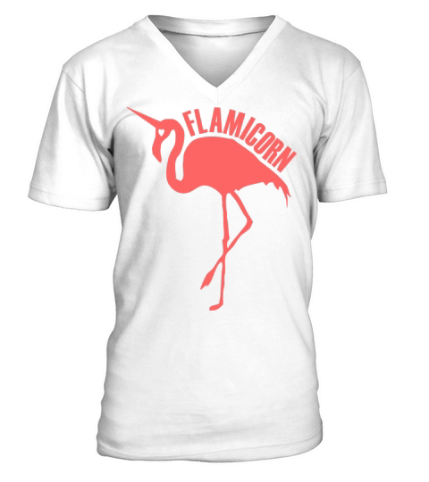 flamingo unicorn hybrid creature hybrids dark pink V-Neck T-shirt