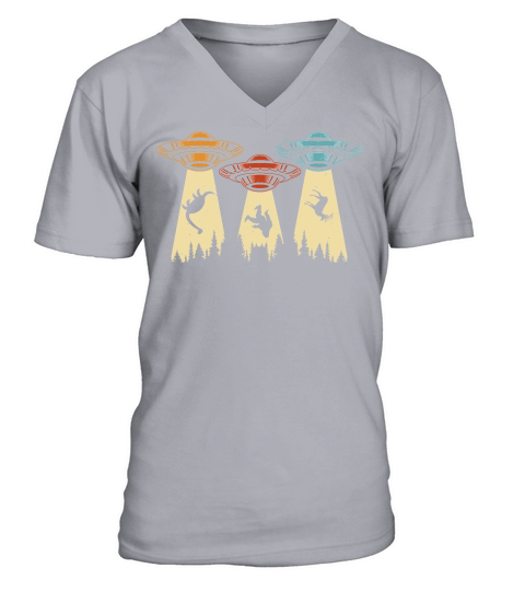 Funny Vintage UFO Alien  3 V-Neck T-shirt