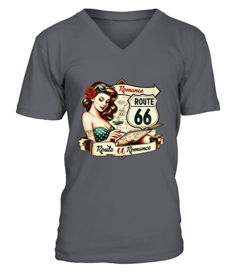 Retro Vintage route 66 V-Neck T-shirt