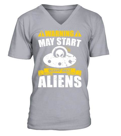 Vintage UFO Alien Warning May Start taking about Aliens V-Neck T-shirt
