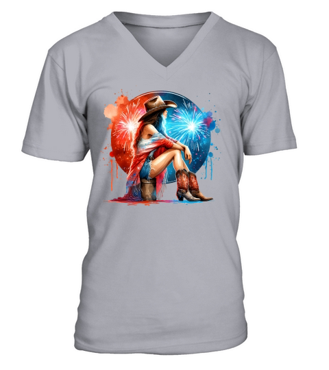 Watercolor Cowgirl 03 V-Neck T-shirt