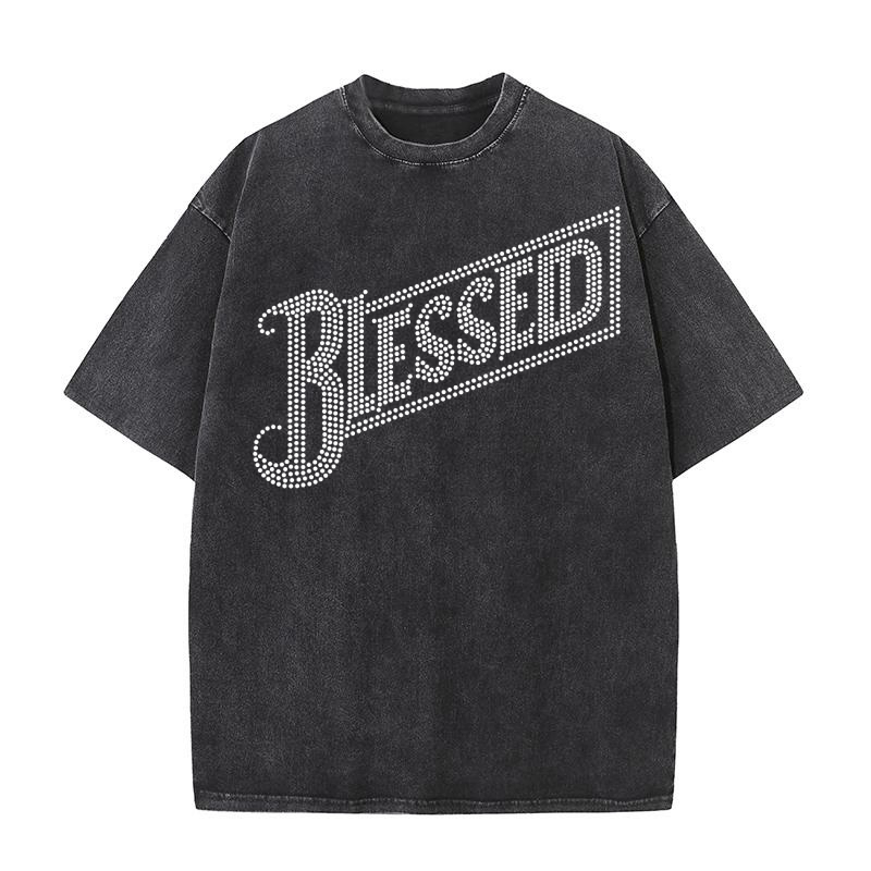 Blessed Rhinestone Templates Washed T-Shirt