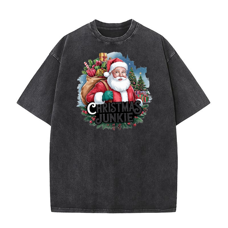 Christmas Junkie Washed T-Shirt