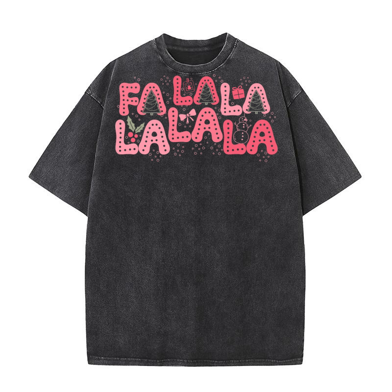 fa la la Pink Christmas300 Washed T-Shirt