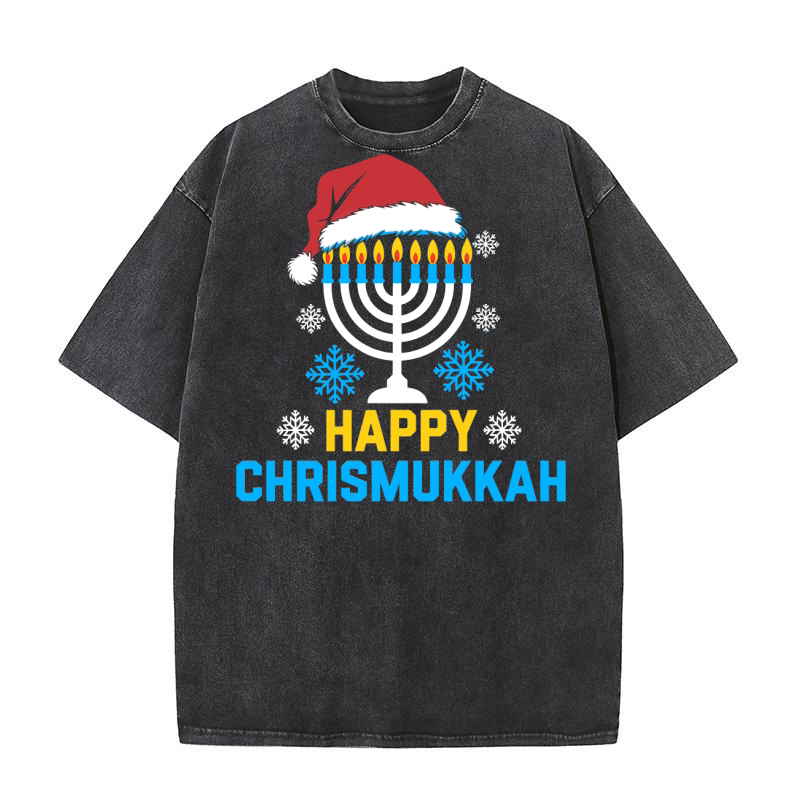 HAPPY CHRISMUKKAH 1.03 Washed T-Shirt
