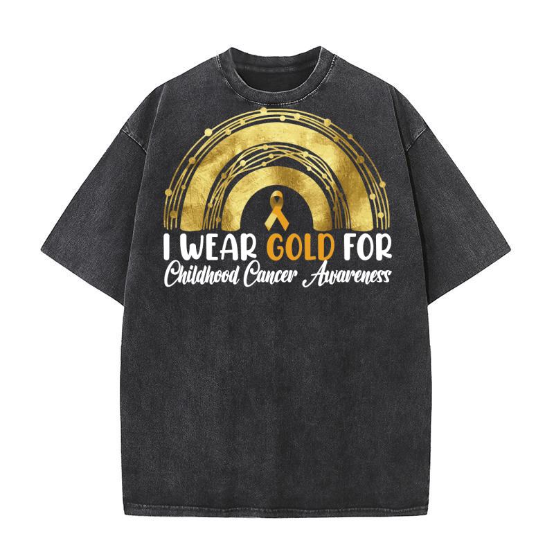 I wear gold for childhood Cancer Awareness Washed T-Shirt