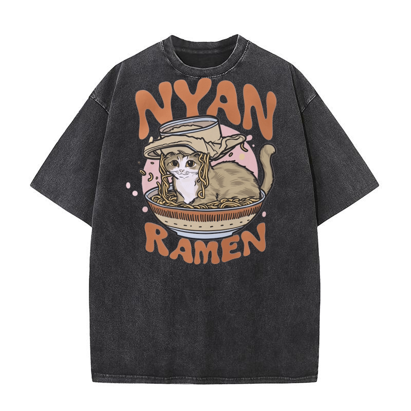 Nyan ramen Washed T-Shirt