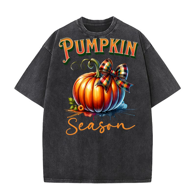 Pumpkin Season light text Washed T-Shirt