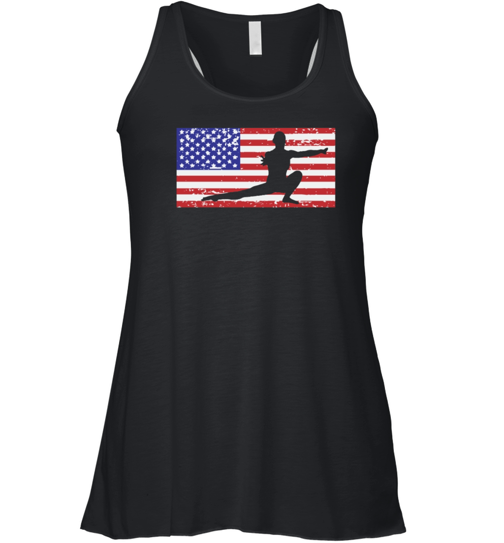 American Flag Vintage USA Flag Acrobatics Gymnast Women's Flowy Tank Top