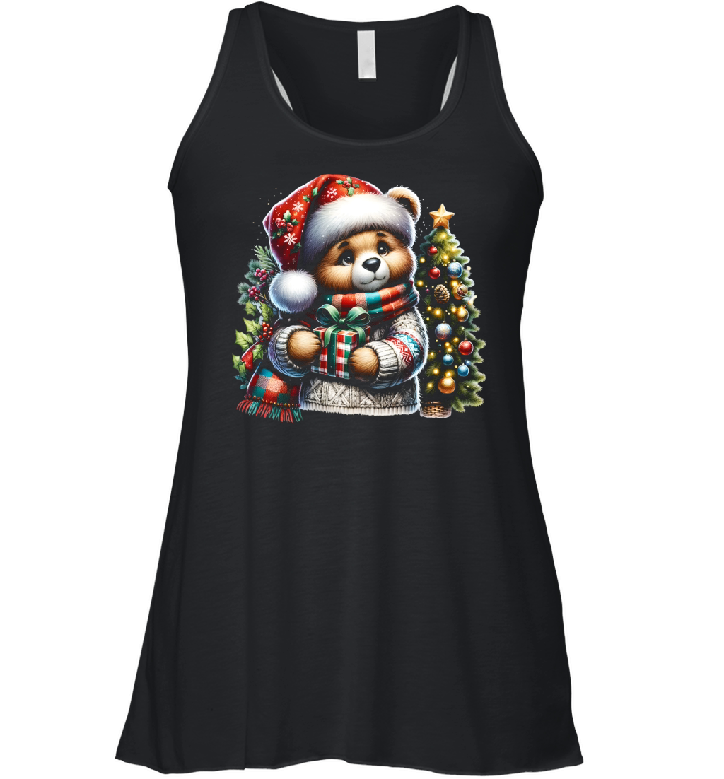 Cute Christmas Teddy Bear with 1 Women's Flowy Tank Top