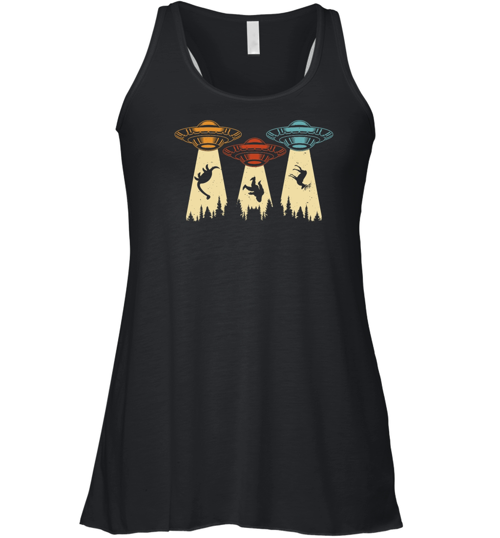 Funny Vintage UFO Alien  3 Women's Flowy Tank Top