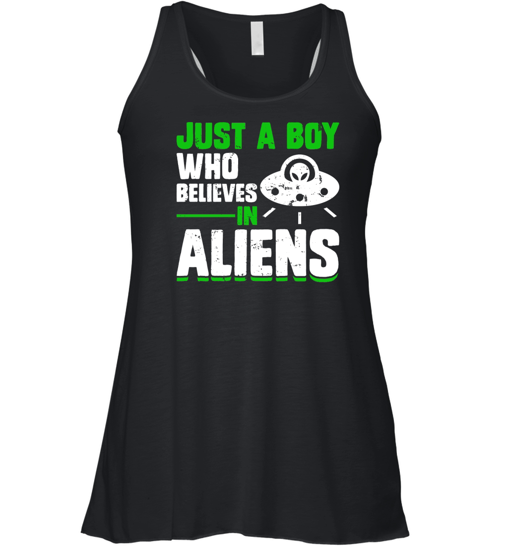 Vintage UFO Alien just a boy who believes in Aliens Women's Flowy Tank Top