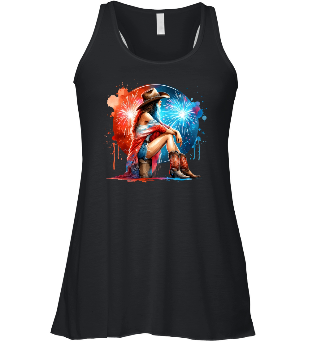 Watercolor Cowgirl 03 Women's Flowy Tank Top