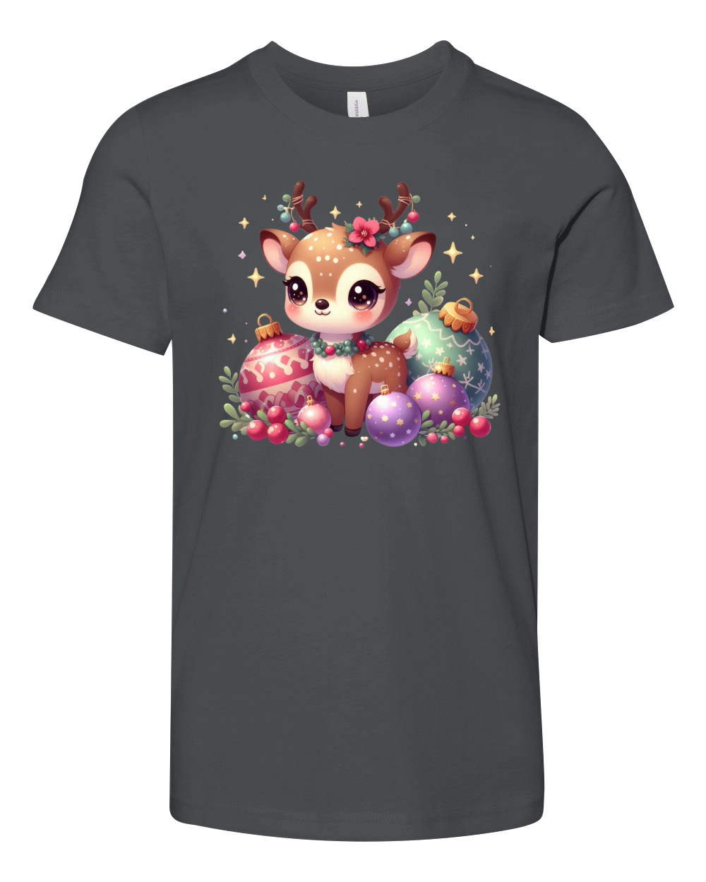 Cute Deer Christmas Watercolor Clipart2 Youth Unisex Jersey Tee