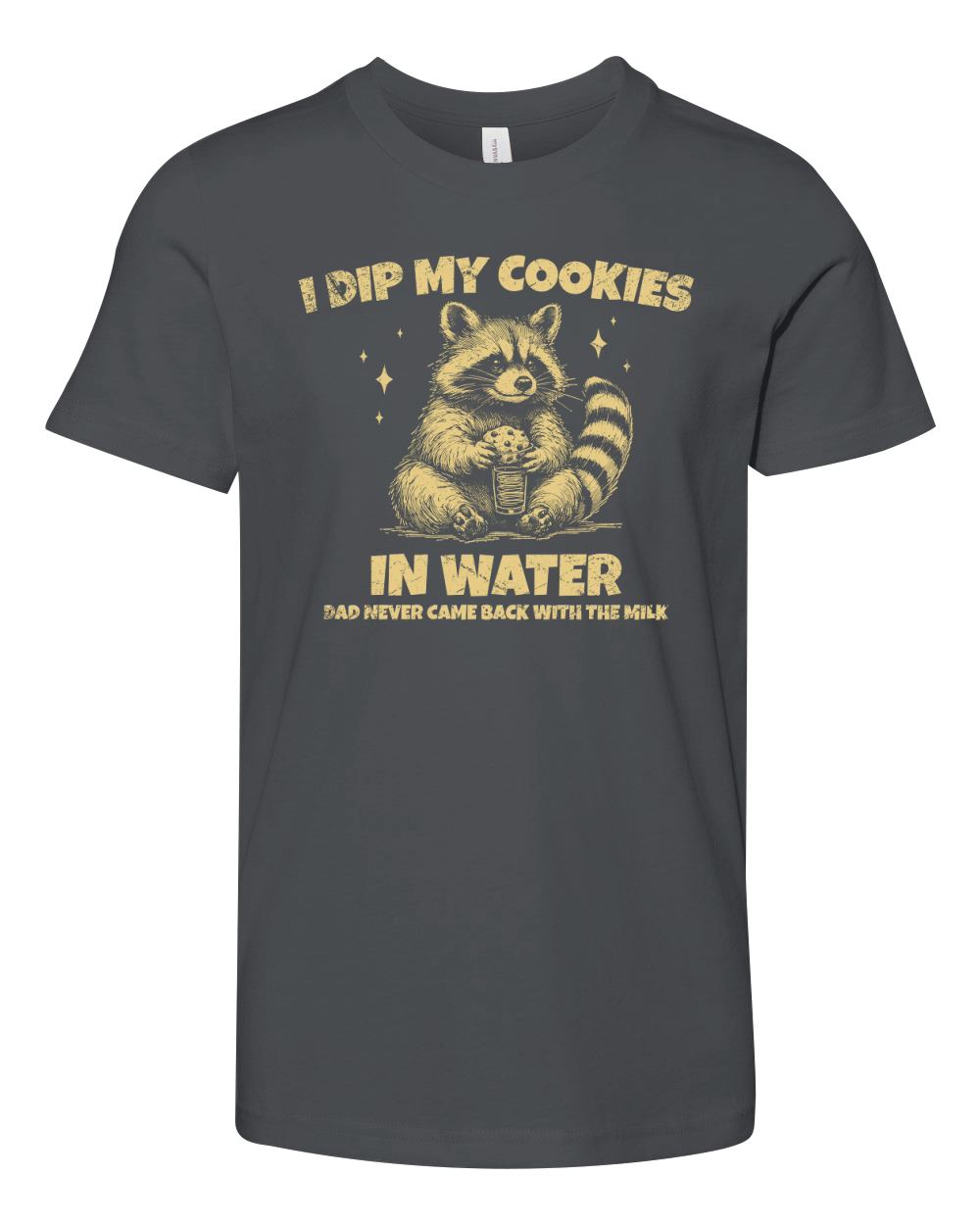 Raccoon Dip Cookie in Water D Yellow GR Youth Unisex Jersey Tee