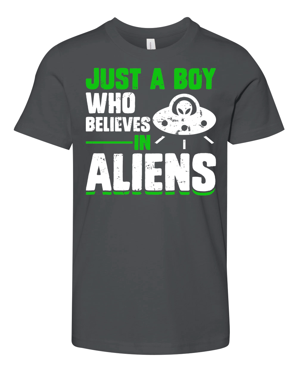 Vintage UFO Alien just a boy who believes in Aliens Youth Unisex Jersey Tee
