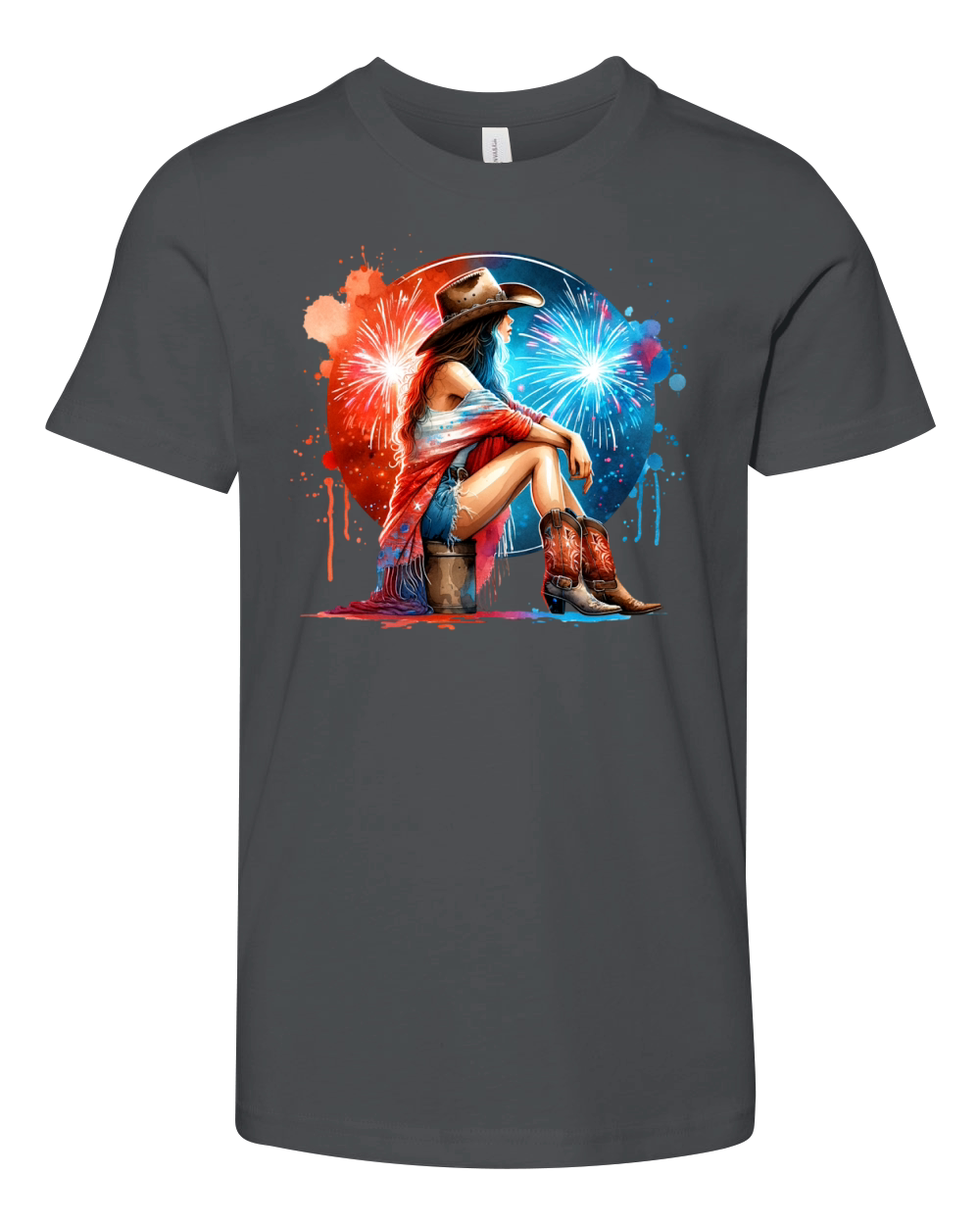 Watercolor Cowgirl 03 Youth Unisex Jersey Tee