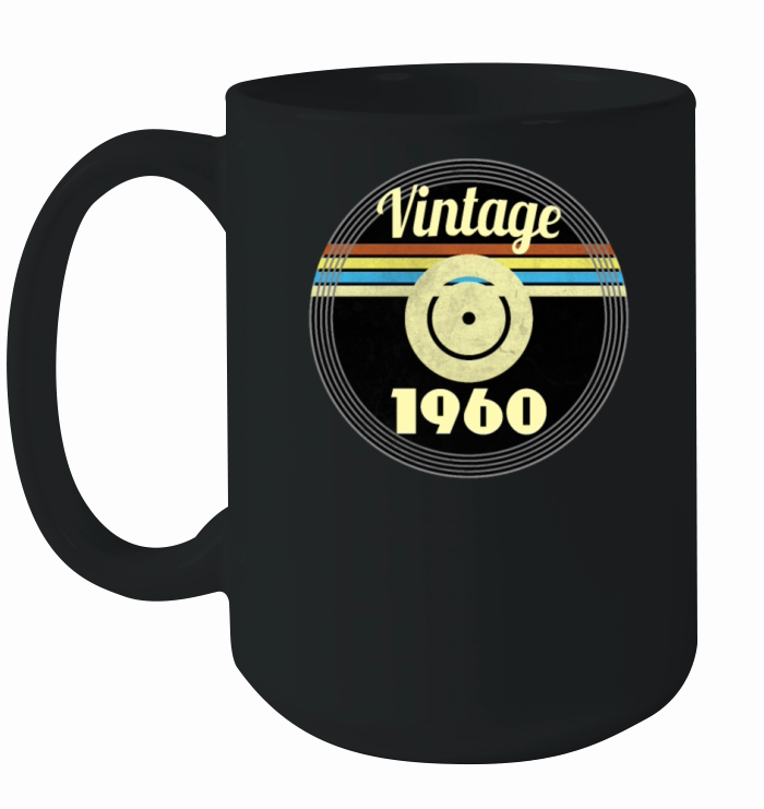 60th Birthday Gift Idea Vinyl 1960 Vintage Look Ceramic Mug