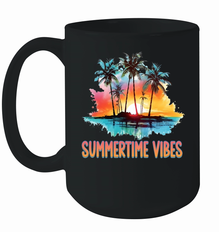 Summertime Vibes 80s Sunset Palm Tree Ceramic Mug