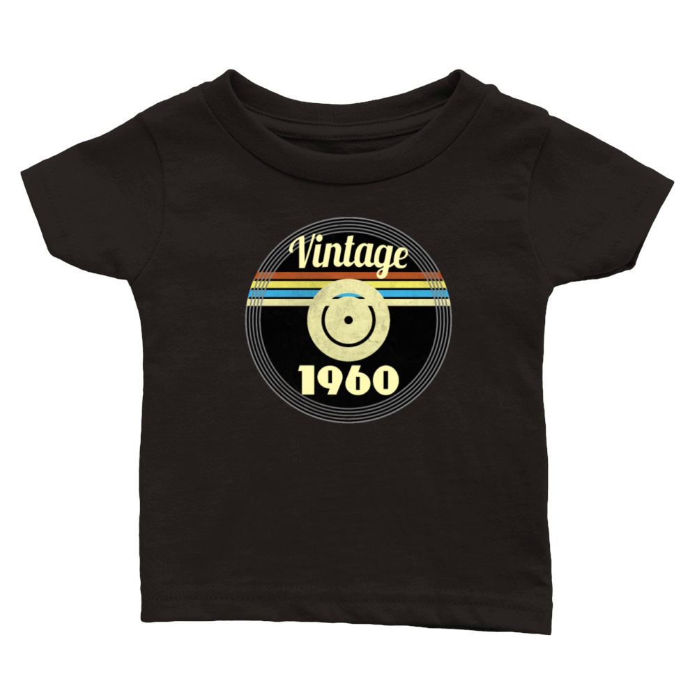 60th Birthday Gift Idea Vinyl 1960 Vintage Look Classic Baby Crewneck T-shirt