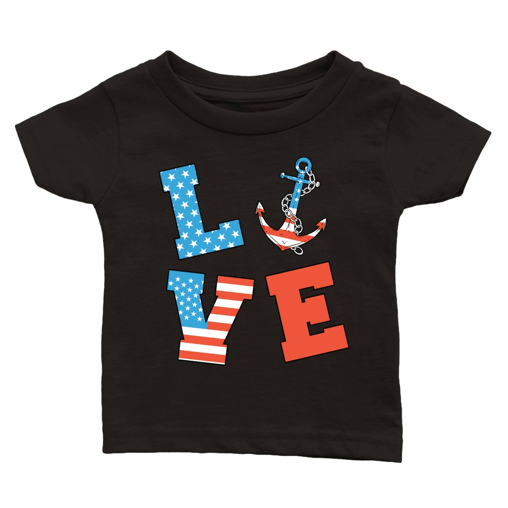 Love Anchor American Flag Classic Baby Crewneck T-shirt