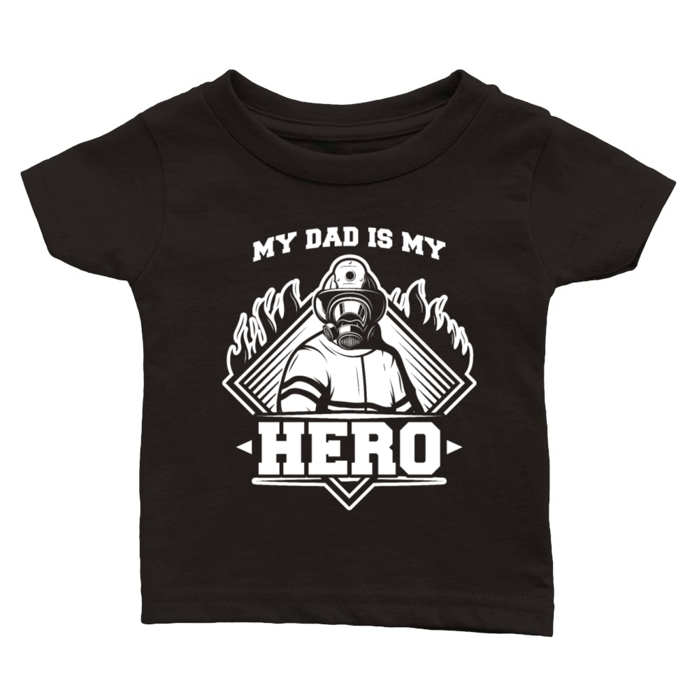 My Firefighter Dad Is My Hero Daughter Thin Red Li Classic Baby Crewneck T-shirt