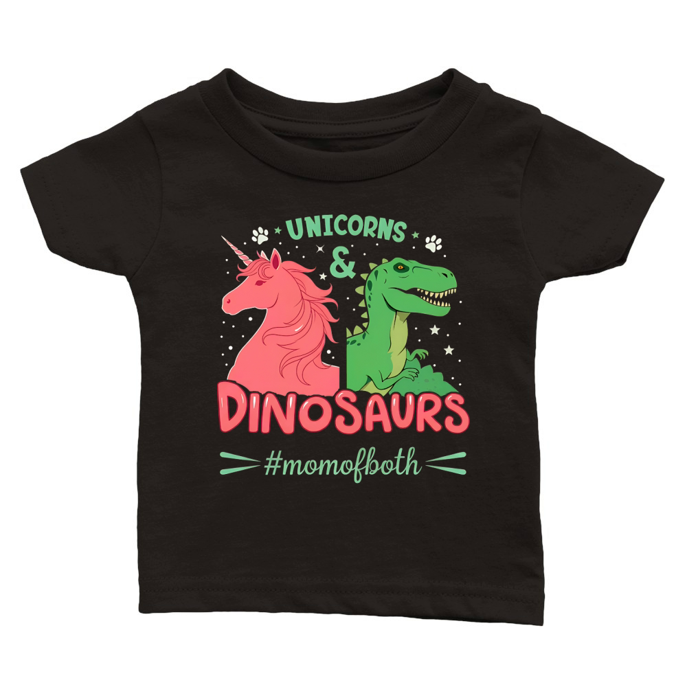 Unicorns And Dinosaurs #momofboth Classic Baby Crewneck T-shirt