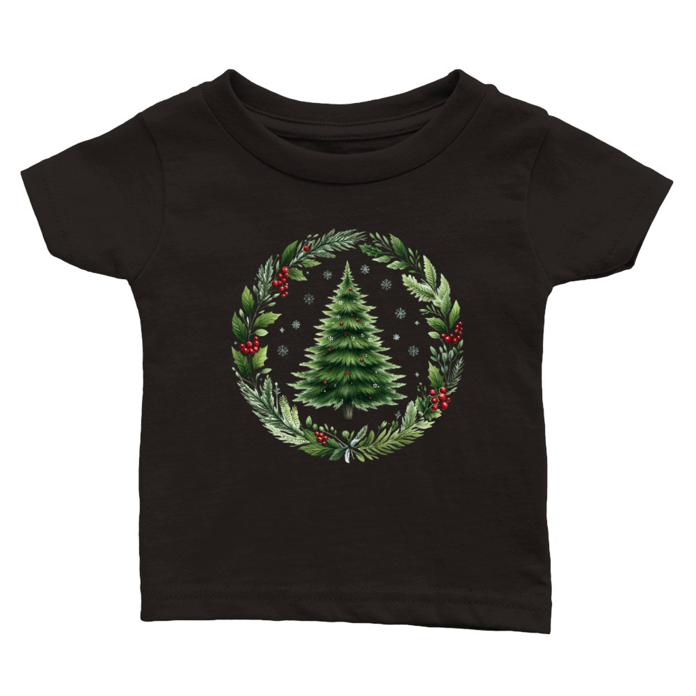 Watercolor Christmas tree Clipart 04 Classic Baby Crewneck T-shirt