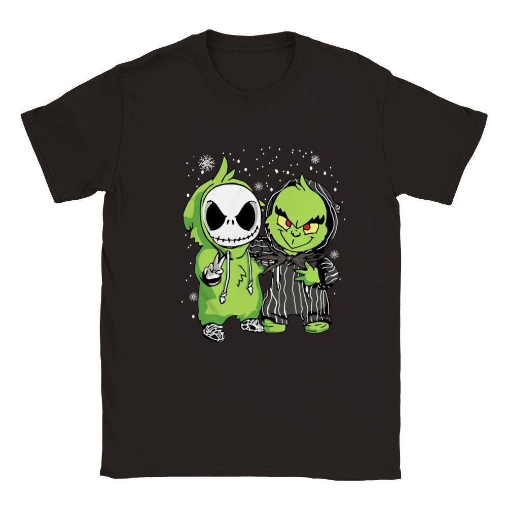 Baby Jack Skellington and Grinch Christmas Classic Kids Crewneck T-shirt