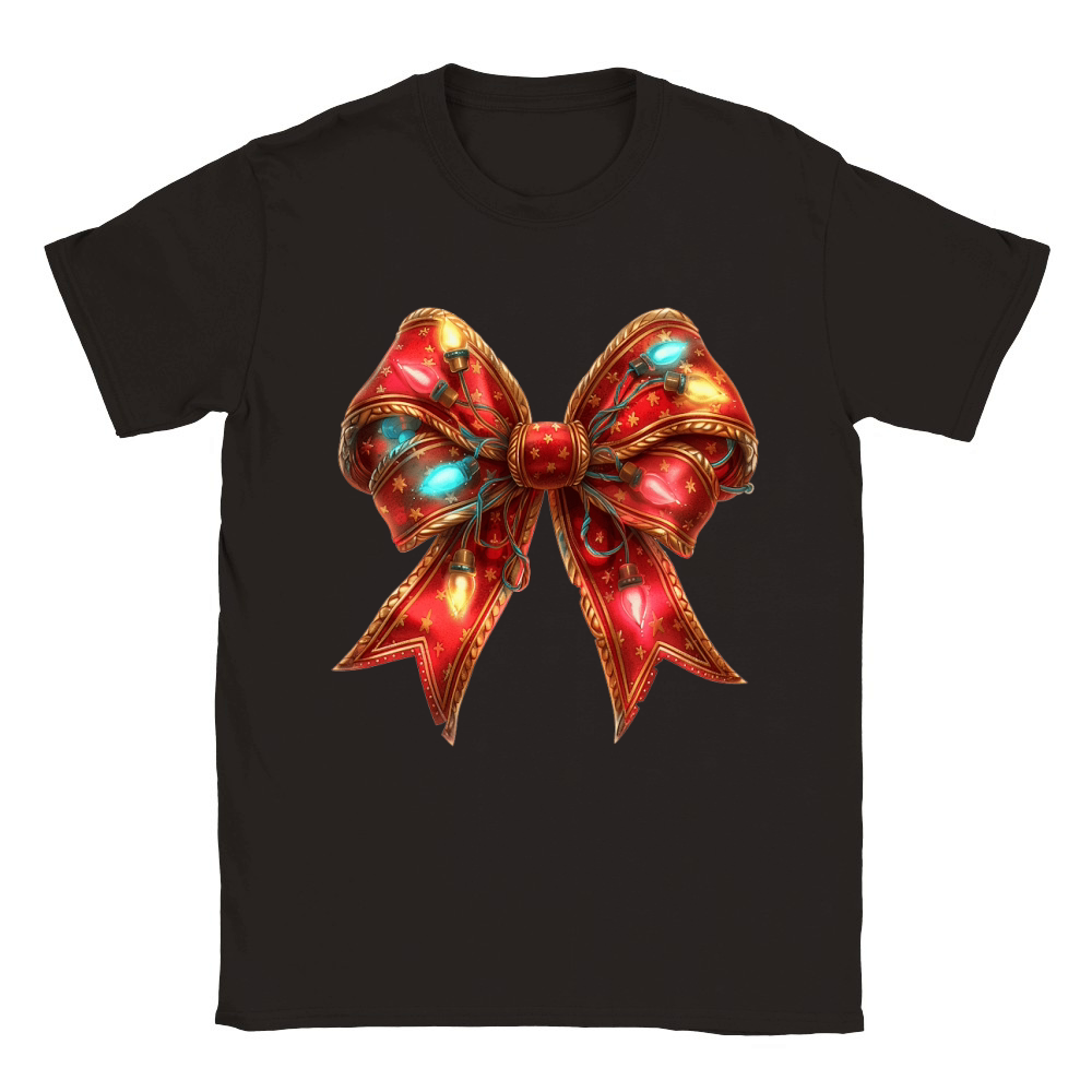 Christmas Light Red Coquette Bow 1 Classic Kids Crewneck T-shirt