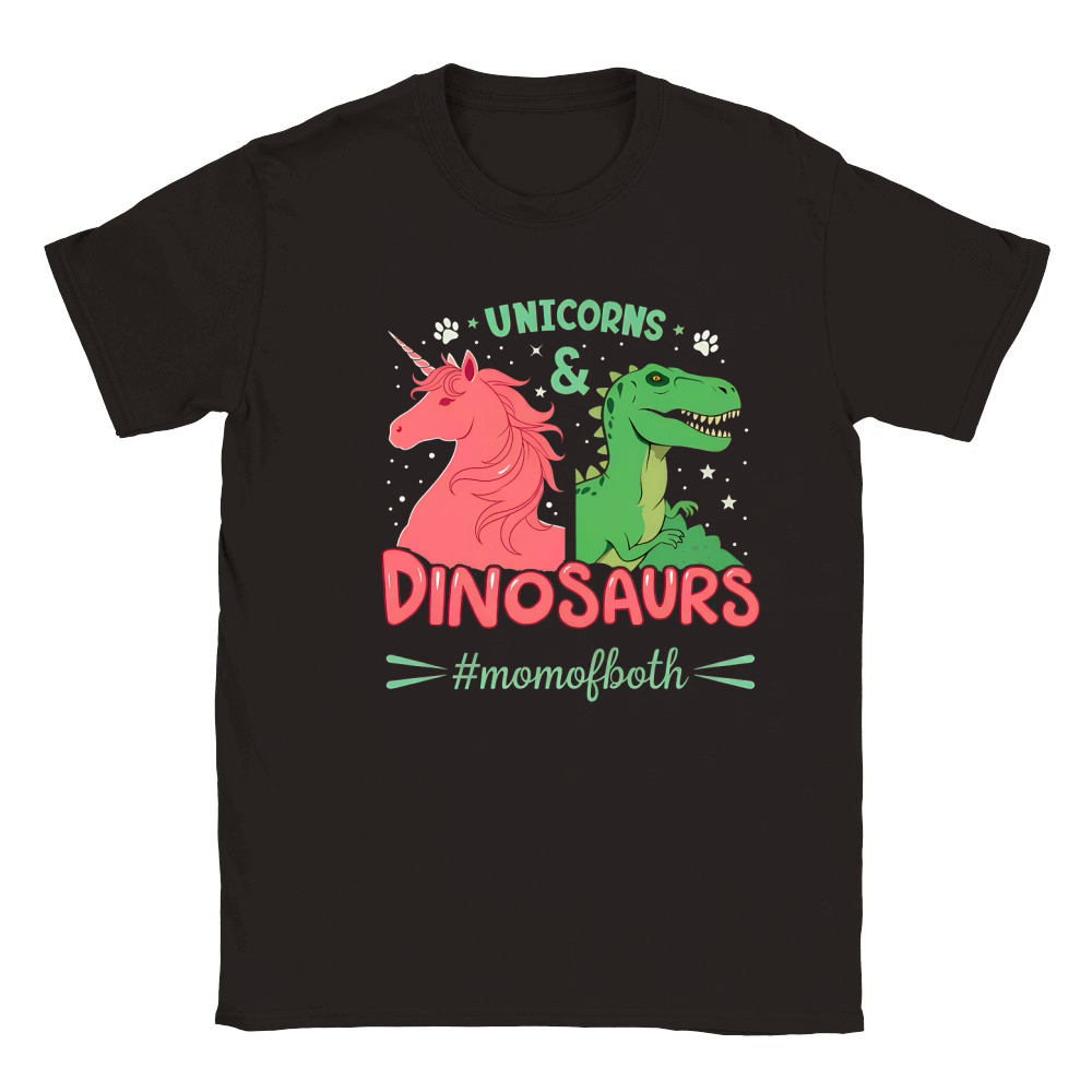 Unicorns And Dinosaurs #momofboth Classic Kids Crewneck T-shirt