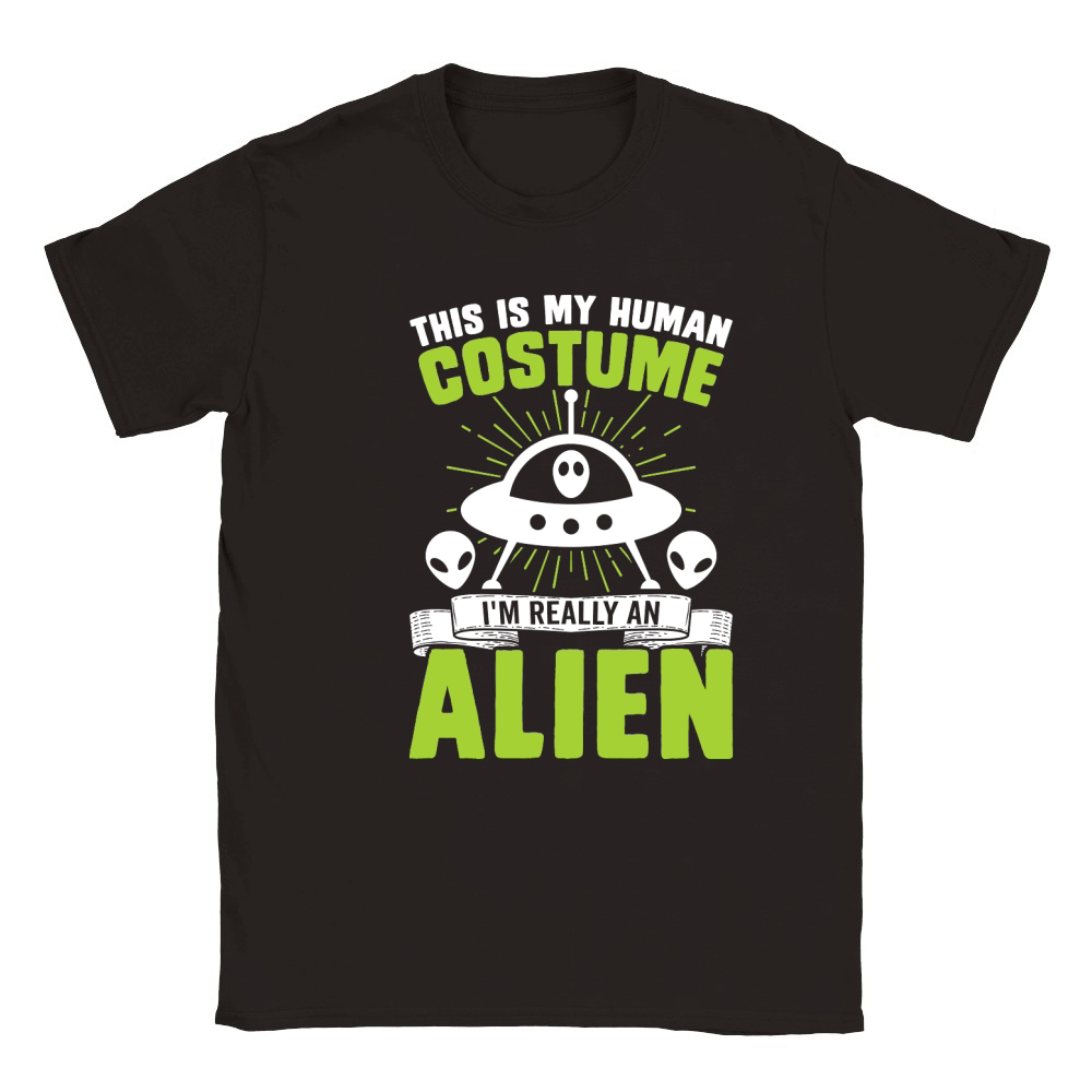 Vintage UFO Alien this is my Human costume Alien Classic Kids Crewneck T-shirt