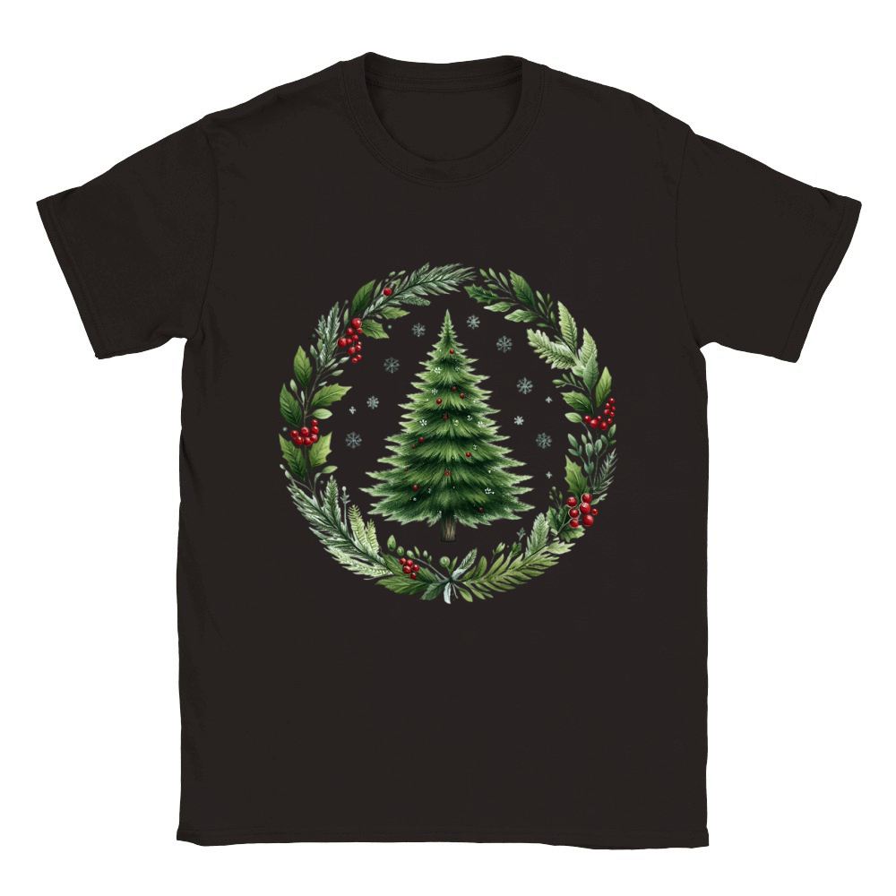 Watercolor Christmas tree Clipart 04 Classic Kids Crewneck T-shirt