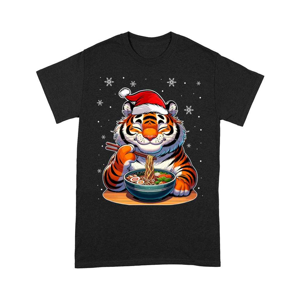 adorable tiger eating ramen wearing santa hat 1 Comfort T-shirt