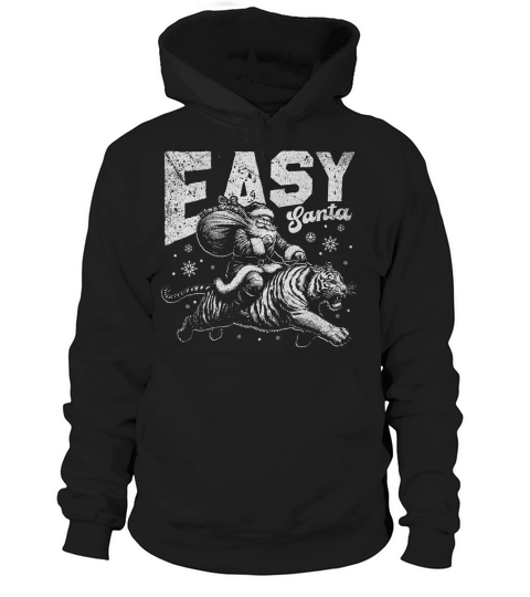 Easy Santa Riding Tiger D White GR Hoodie Unisex