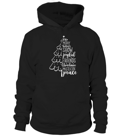 Joy Merry Joyful Believe Christmas Tree letter print Hoodie Unisex