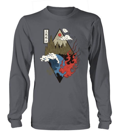 four elements japanese illustration Long sleeved Unisex