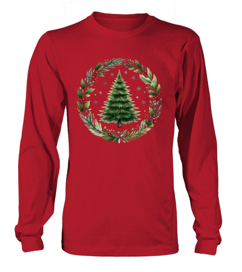 Watercolor Christmas tree Clipart 04 Long sleeved Unisex
