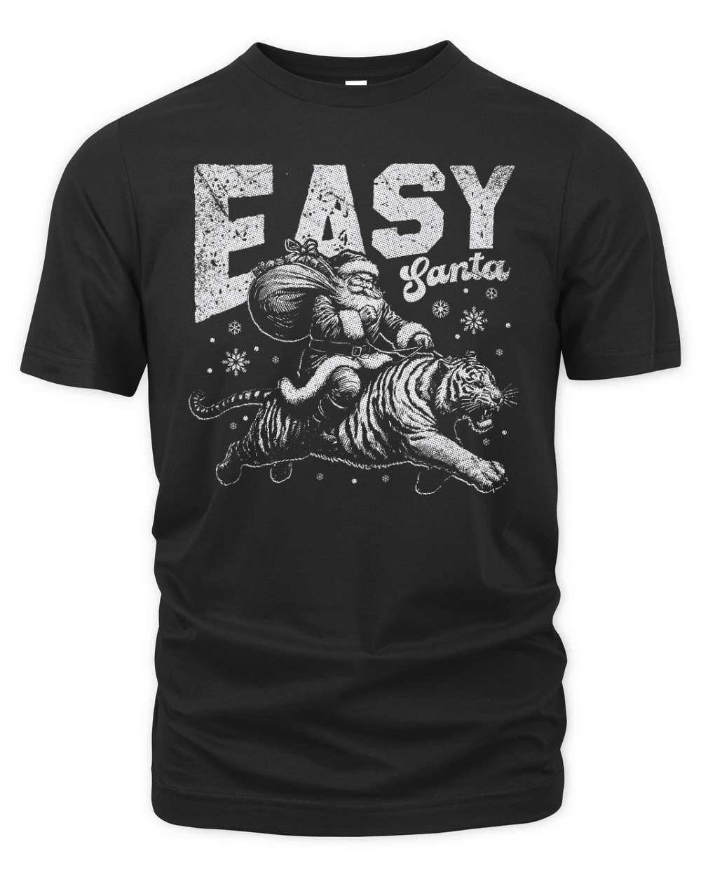 Easy Santa Riding Tiger D White GR Organic Unisex T-shirt