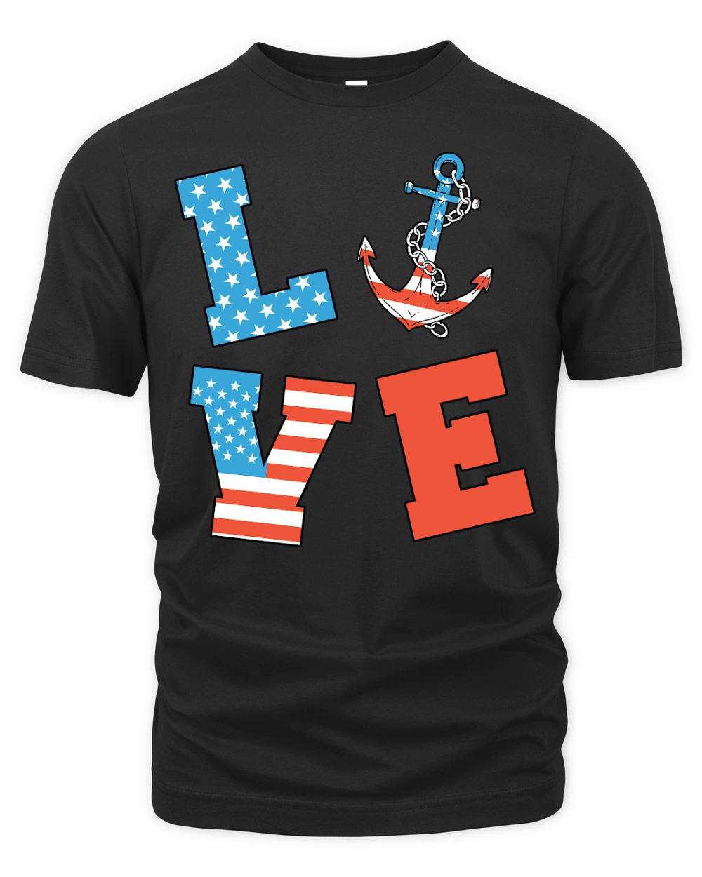 Love Anchor American Flag Organic Unisex T-shirt
