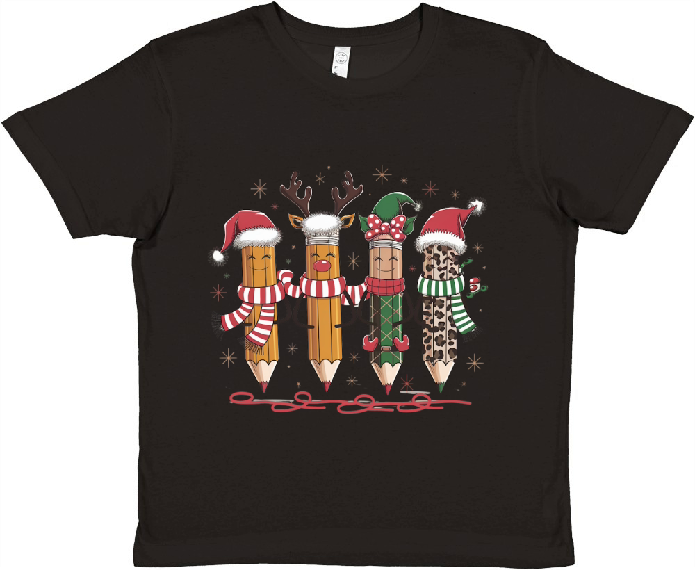 Cute Christmas Pencil Reindeers Tee Premium Kids Crewneck T-shirt