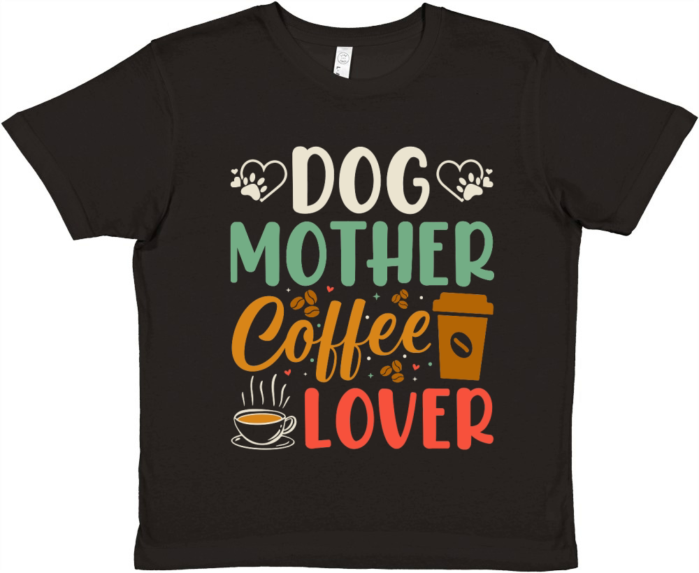 Dog Mother Coffee Lover T Shirt Design (1) Premium Kids Crewneck T-shirt