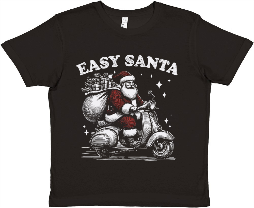 Easy Santa Riding Scooter D Color Premium Kids Crewneck T-shirt
