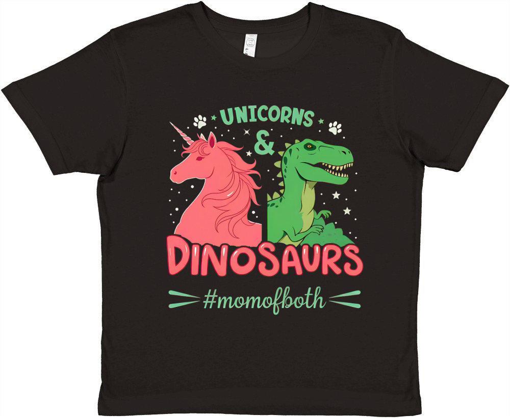 Unicorns And Dinosaurs #momofboth Premium Kids Crewneck T-shirt