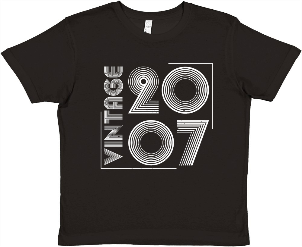 Vintage 2007 Birthday T Shirt Design (2) Premium Kids Crewneck T-shirt