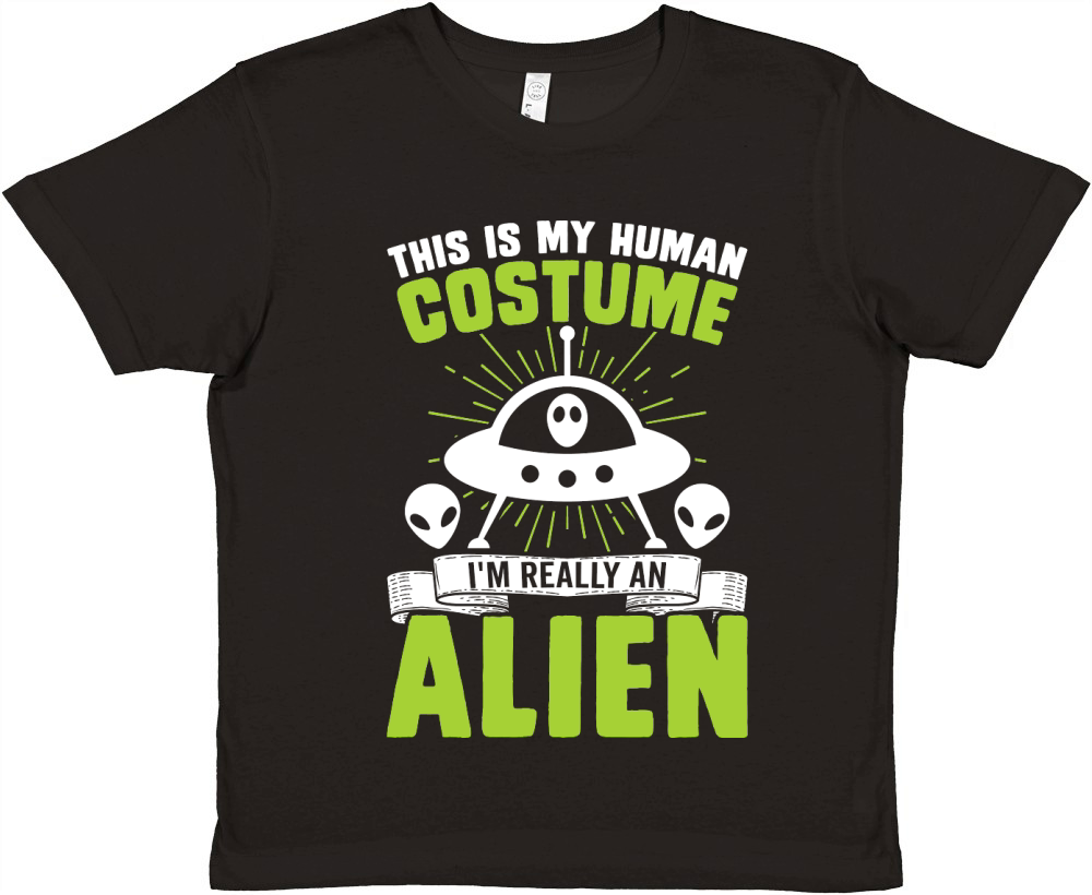 Vintage UFO Alien this is my Human costume Alien Premium Kids Crewneck T-shirt