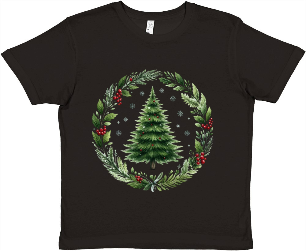 Watercolor Christmas tree Clipart 04 Premium Kids Crewneck T-shirt